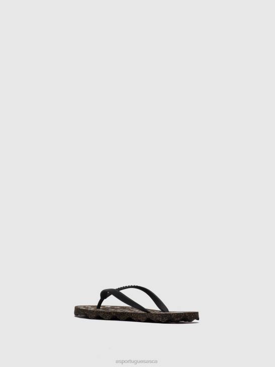 Asportuguesas Flip-Flops Men BLACK RUBBER STRAP BEACH FLIP-FLOPS TURTLE 226H171 - Image 3