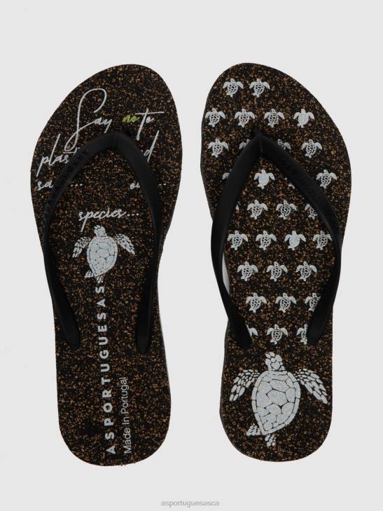 Asportuguesas Flip-Flops Men BLACK RUBBER STRAP BEACH FLIP-FLOPS TURTLE 226H171 - Image 4