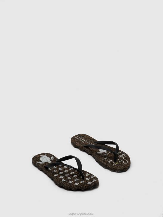 Asportuguesas Flip-Flops Men BLACK RUBBER STRAP BEACH FLIP-FLOPS TURTLE 226H171 - Image 1