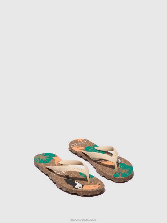 Asportuguesas Flip-Flops Men BROWN & CREAM STRAP BEACH FLIP-FLOPS AMAZONIA 226H186 - Image 1