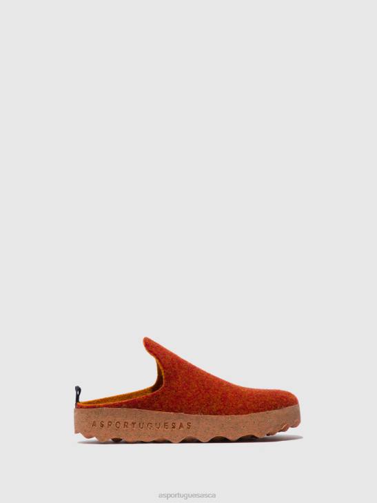 Asportuguesas Mules Women RED ORANGE ROUND TOE MULES COME 226H122 - Image 1