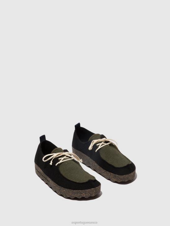 Asportuguesas Shoes Men BLACK/MILITARY GREEN LACE-UP SHOES CHAT 226H208 - Image 2