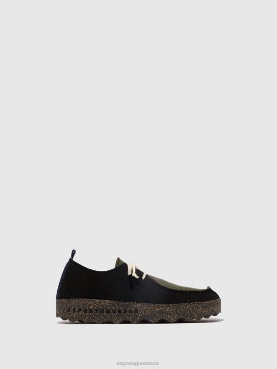 Asportuguesas Shoes Men BLACK/MILITARY GREEN LACE-UP SHOES CHAT 226H208 - Image 1