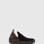Asportuguesas Shoes Women BLACK FELT PRESENTE ROUND TOE SHOES CITY 226H71