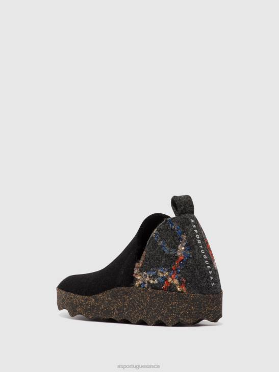Asportuguesas Shoes Women BLACK FELT PRESENTE ROUND TOE SHOES CITY 226H71 - Image 3