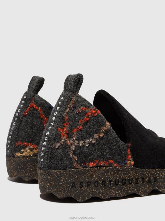 Asportuguesas Shoes Women BLACK FELT PRESENTE ROUND TOE SHOES CITY 226H71 - Image 5