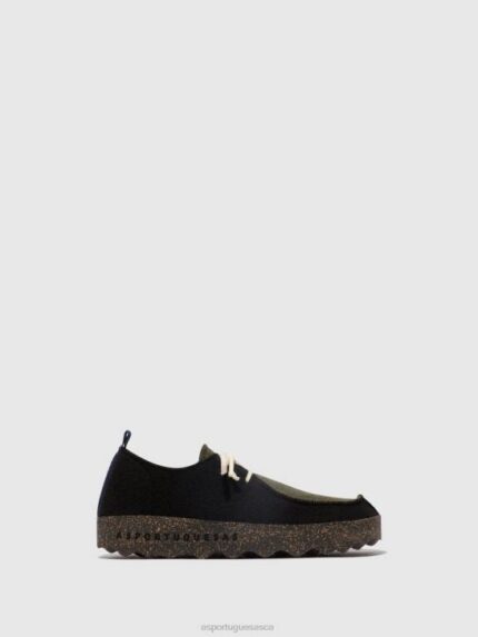Asportuguesas Shoes Women BLACK/MILITARY GREEN LACE-UP SHOES CHAT 226H106