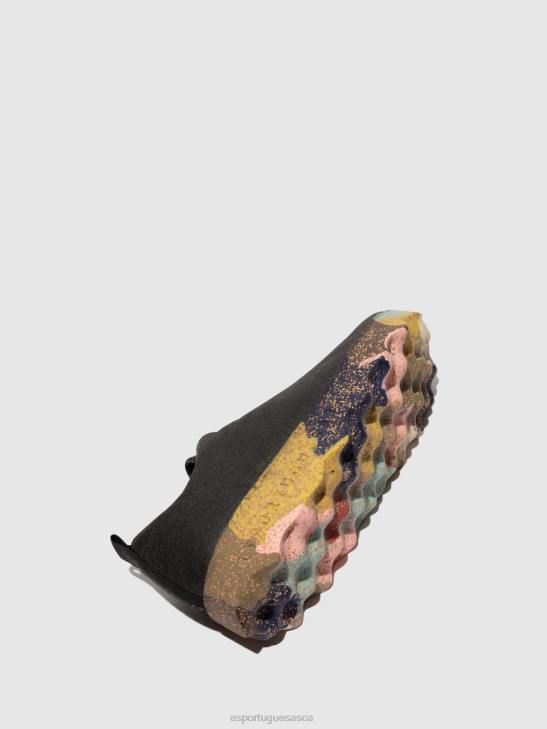 Asportuguesas Shoes Women CHARCOAL PINATEX & MULTICOLOR SOLE SLIP-ON SHOES CAMP 226H40 - Image 4