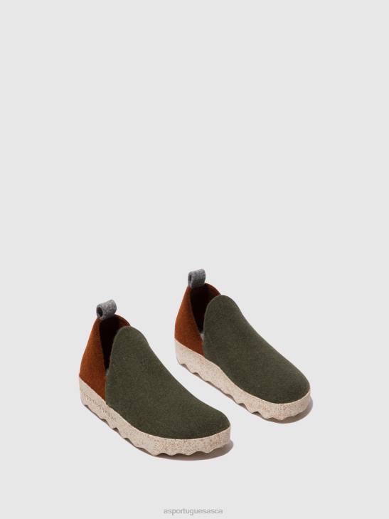 Asportuguesas Shoes Women MILITARY GREEN/ BROWN ROUND TOE SHOES CITY 226H96 - Image 2