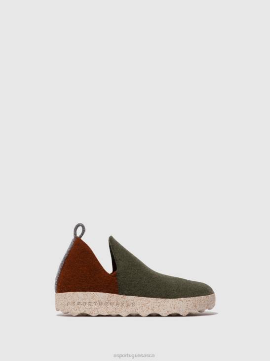 Asportuguesas Shoes Women MILITARY GREEN/ BROWN ROUND TOE SHOES CITY 226H96 - Image 1