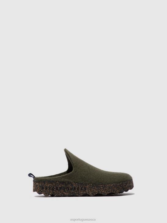 Asportuguesas Mules Women MILITARY GREEN ROUND TOE MULES COME 226H124